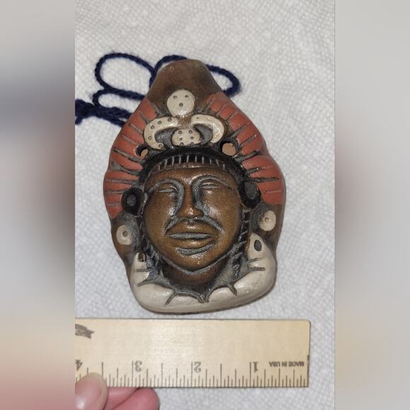 Vtg Peruvian Terra Cotta Clay Pottery Whistle Flute Folk Art Handcrafted Tribal - Picture 6 of 6